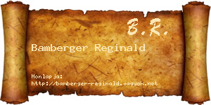 Bamberger Reginald névjegykártya
